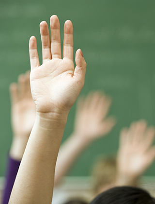 Students raising hands